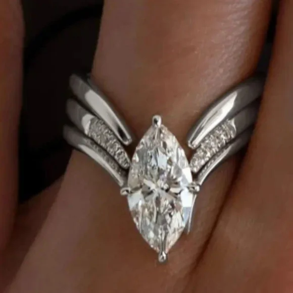 Source Unknown Silver Marquise Ring - Picture 1 of 7